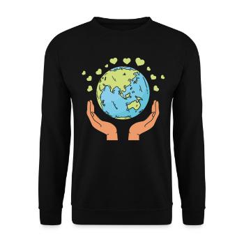 Rettet den Planeten, Klimawandel, Umwelt, Tag der - Unisex Pullover - Schwarz - Vorne - Alina (178cm) & Michal (187cm)