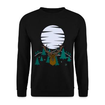 Bois de lune de cerf avec bois de cerf - Sweat-shirt Unisexe - noir - Devant - Alina (178cm) & Michal (187cm)