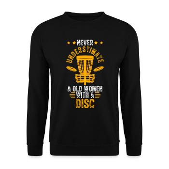 Old Women Disc Golf Vintage Ultimate Frisbee - Unisex Sweatshirt - black - Front - Alina (178cm) & Michal (187cm)