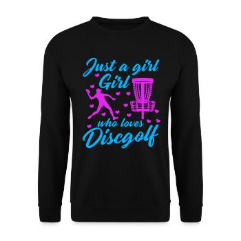Mädchen, Das Disc Golf Vintage Ultimate Frisbee - Unisex Pullover - Schwarz - Vorne - Alina (178cm) & Michal (187cm)