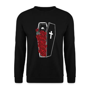 Gothic Skull Roses Death Grave Aesthetic Dark - Unisex Pullover - Schwarz - Vorne - Alina (178cm) & Michal (187cm)