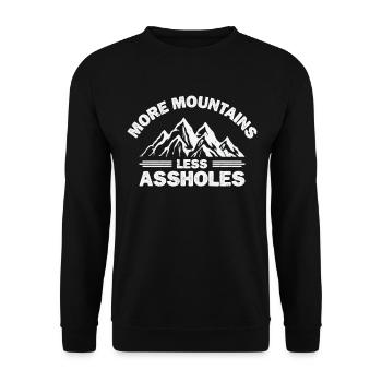 More Mountains Less Assholes Berge Wandern - Unisex Pullover - Schwarz - Vorne - Alina (178cm) & Michal (187cm)