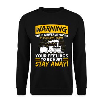 Warning Train driver at work Locomotive - Unisex Sweatshirt - black - Front - Alina (178cm) & Michal (187cm)