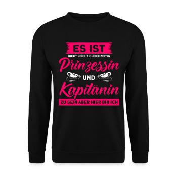 Gleichzeitig Prinzessin Und Kapitänin - Unisex Pullover - Schwarz - Vorne - Alina (178cm) & Michal (187cm)