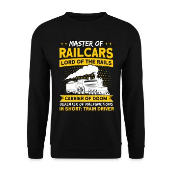 Master of wagons Master of rails Locomotive - Unisex Sweatshirt - black - Front - Alina (178cm) & Michal (187cm)