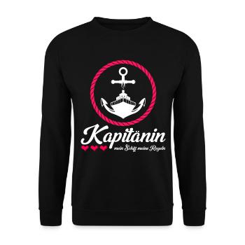 Kapitänin Mein Schiff Meine Regeln Bootsbesitzer - Unisex Pullover - Schwarz - Vorne - Alina (178cm) & Michal (187cm)