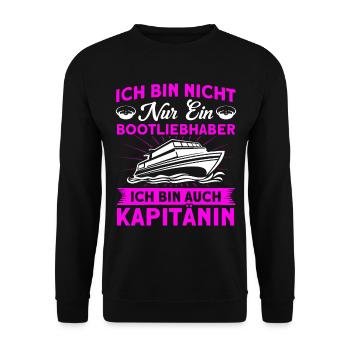 Nicht Nur Ein Bootliebhaber Auch Kapitänin - Unisex Pullover - Schwarz - Vorne - Alina (178cm) & Michal (187cm)