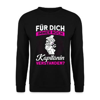 Für Dich Immer Noch Kapitänin Bootsbesitzer - Unisex Pullover - Schwarz - Vorne - Alina (178cm) & Michal (187cm)