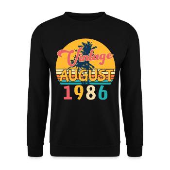 Baujahr 1986 Im August - Unisex Pullover - Schwarz - Vorne - Alina (178cm) & Michal (187cm)