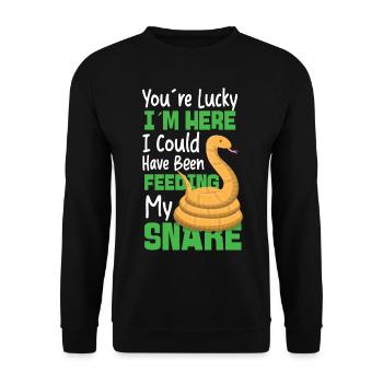 Snake Serpent You're Lucky I'm - Unisex Pullover - Schwarz - Vorne - Alina (178cm) & Michal (187cm)