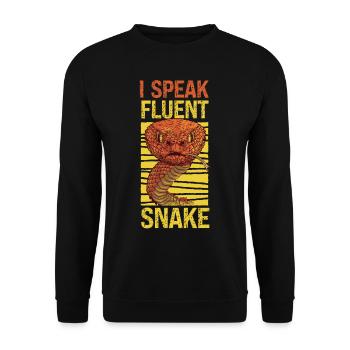 Snake Serpent I Speak Fluent Snake - Unisex Pullover - Schwarz - Vorne - Alina (178cm) & Michal (187cm)