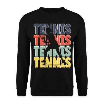 Cool Retro Text Silhouette Tennis - Unisex Sweatshirt - black - Front - Alina (178cm) & Michal (187cm)
