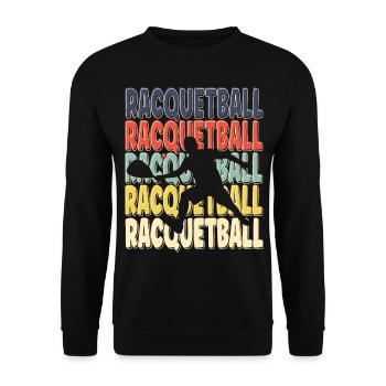 Cool Retro Text Silhouette Racquetball - Sweat-shirt Unisexe - noir - Devant - Alina (178cm) & Michal (187cm)