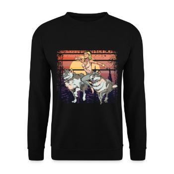 Trail Running Girl avec Wolves Sunset - Sweat-shirt Unisexe - noir - Devant - Alina (178cm) & Michal (187cm)