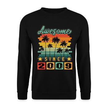 Awesome Since 2009 - Unisex Sweatshirt - black - Front - Alina (178cm) & Michal (187cm)