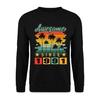 Awesome Since 1991 - Unisex Sweatshirt - black - Front - Alina (178cm) & Michal (187cm)