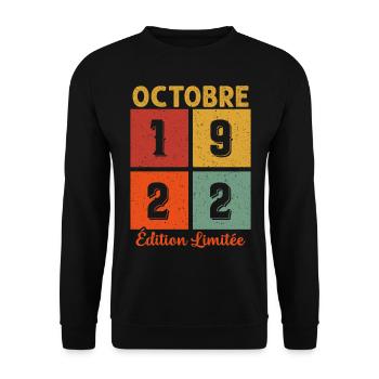 Octobre 1922 Édition limitée Cadeau Anniversaire - Sweat-shirt Unisexe - noir - Devant - Alina (178cm) & Michal (187cm)
