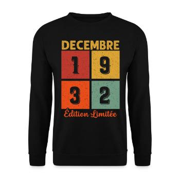 Vintage Décembre 1932 Edition limitée Cadeau - Sweat-shirt Unisexe - noir - Devant - Alina (178cm) & Michal (187cm)