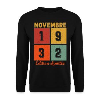 Novembre 1932 Edition limitée Cadeau Anniversaire - Sweat-shirt Unisexe - noir - Devant - Alina (178cm) & Michal (187cm)