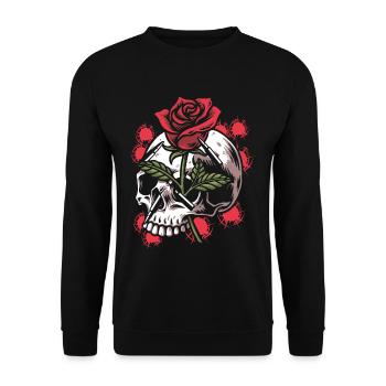Bullets and Skull Roses Aesthetic Dripping Pattern - Unisex Sweatshirt - black - Front - Alina (178cm) & Michal (187cm)