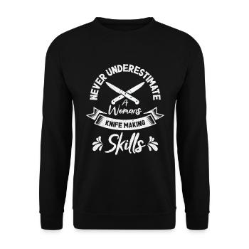 Knifemaking Knife Making Bladesmith Smithing Knife - Unisex Sweatshirt - black - Front - Alina (178cm) & Michal (187cm)
