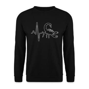 Skorpion Herzschlag - Unisex Pullover - Schwarz - Vorne - Alina (178cm) & Michal (187cm)