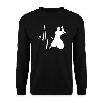 Aikido Herzschlag - Unisex Pullover - Schwarz - Vorne - Alina (178cm) & Michal (187cm)
