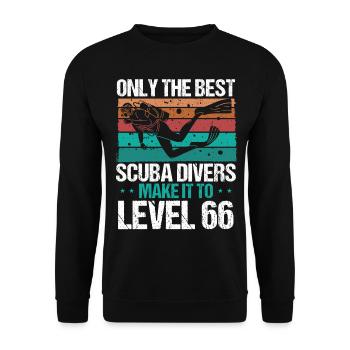 66 Scuba Diving Level 66 Year Diver Snorkeling - Unisex Sweatshirt - black - Front - Alina (178cm) & Michal (187cm)