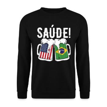 Brazilian American Patriot Brazil Flag US Saude - Unisex Pullover - Schwarz - Vorne - Alina (178cm) & Michal (187cm)
