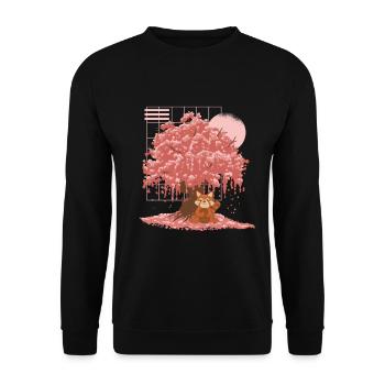 Panda rosso giapponese ciliegio fiore albero - Felpa unisex - nero - Fronte - Alina (178cm) & Michal (187cm)