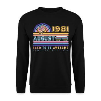 Baujahr 1981 Im August - Unisex Pullover - Schwarz - Vorne - Alina (178cm) & Michal (187cm)
