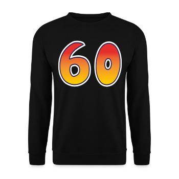 Zahl 60 Rot - Oranges Design - Unisex Pullover - Schwarz - Vorne - Alina (178cm) & Michal (187cm)