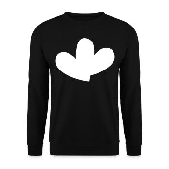 Double Coeur Blanc - Sweat-shirt Unisexe - noir - Devant - Alina (178cm) & Michal (187cm)