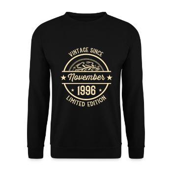 Anniversaire Vintage depuis Novembre 1996 - Sweat-shirt Unisexe - noir - Devant - Alina (178cm) & Michal (187cm)