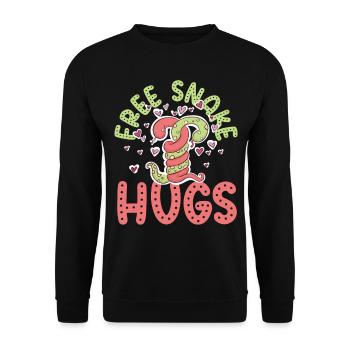 Snake Serpent Free Snake Hugs - Unisex Pullover - Schwarz - Vorne - Alina (178cm) & Michal (187cm)