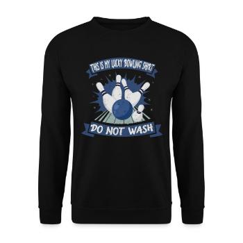 This is my Lucky Bowling Shirt - Do not wash - Unisex Pullover - Schwarz - Vorne - Alina (178cm) & Michal (187cm)