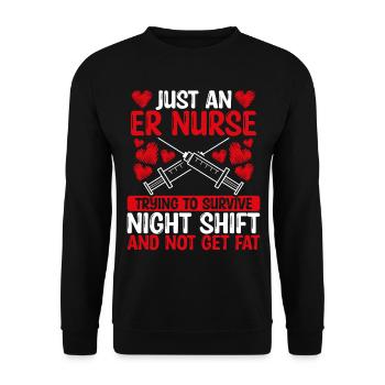 Night Shift Emergency Medical Nurse Funny ER - Unisex Sweatshirt - black - Front - Alina (178cm) & Michal (187cm)