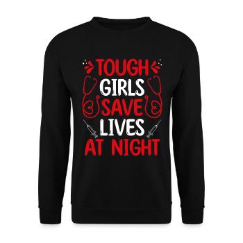 Service médical d’urgence Fille sauver la nuit Infirmière aux urgences - Sweat-shirt Unisexe - noir - Devant - Alina (178cm) & Michal (187cm)
