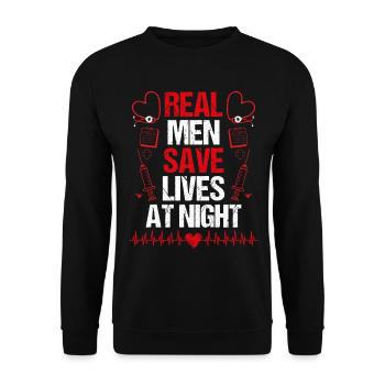 Service médical d’urgence Les hommes sauvent la nuit Infirmière aux urgences - Sweat-shirt Unisexe - noir - Devant - Alina (178cm) & Michal (187cm)