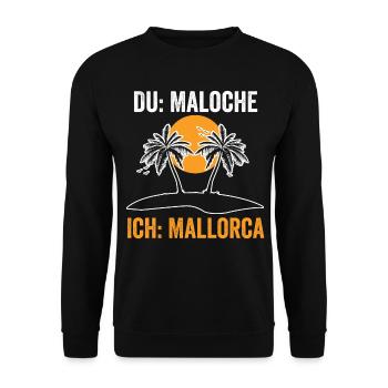 Du Maloche ich Mallorca - Unisex Pullover - Schwarz - Vorne - Alina (178cm) & Michal (187cm)