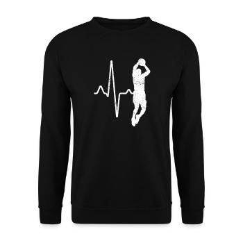 Basketball Herzschlag - Unisex Pullover - Schwarz - Vorne - Alina (178cm) & Michal (187cm)