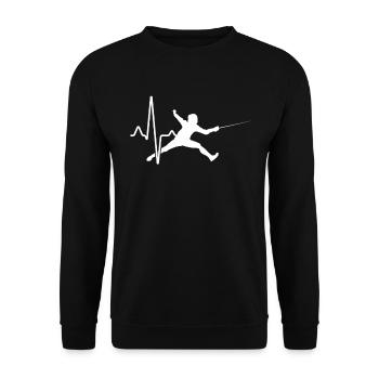 Fechten Herzschlag - Unisex Pullover - Schwarz - Vorne - Alina (178cm) & Michal (187cm)