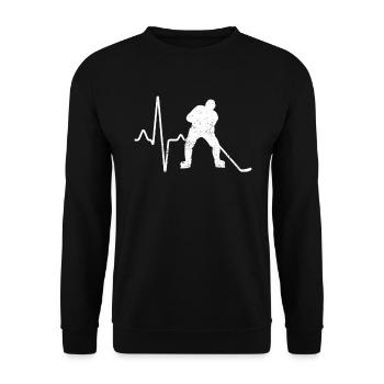 Hockey Eishockey Herzschlag - Unisex Pullover - Schwarz - Vorne - Alina (178cm) & Michal (187cm)
