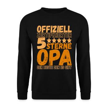 Opa Großvater - Unisex Pullover - Schwarz - Vorne - Alina (178cm) & Michal (187cm)