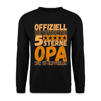 Opa Großvater - Unisex Pullover - Schwarz - Vorne - Alina (178cm) & Michal (187cm)