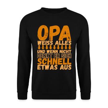 Opa Großvater - Unisex Pullover - Schwarz - Vorne - Alina (178cm) & Michal (187cm)
