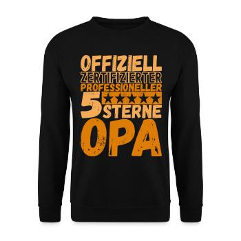 Opa Großvater - Unisex Pullover - Schwarz - Vorne - Alina (178cm) & Michal (187cm)