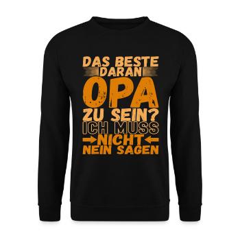 Opa Großvater - Unisex Pullover - Schwarz - Vorne - Alina (178cm) & Michal (187cm)