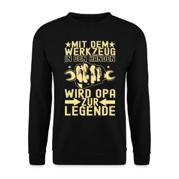Opa Großvater - Unisex Pullover - Schwarz - Vorne - Alina (178cm) & Michal (187cm)