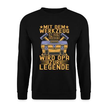 Opa Großvater - Unisex Pullover - Schwarz - Vorne - Alina (178cm) & Michal (187cm)
